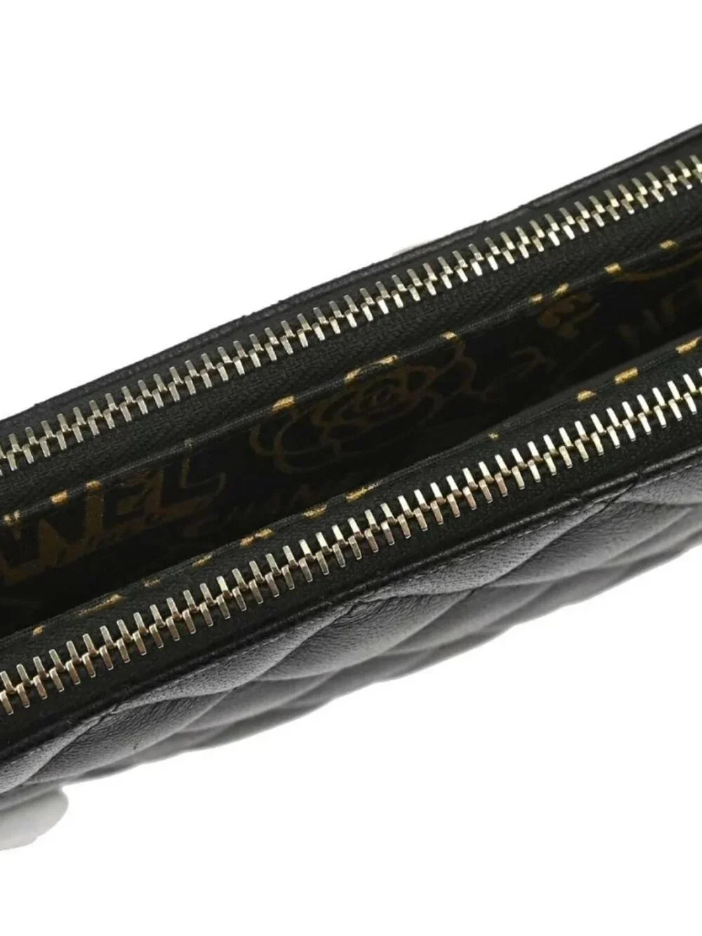 Chanel Black Lambskin Double Zip Chain WOC Shoulder Bag 179424